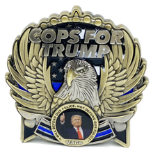 Load image into Gallery viewer, COPS for TRUMP 45th President Donald J. Trump MAGA Police Officer Thin Blue Line Mount Rushmore St. Michael White House American Flag EL5-017 - www.ChallengeCoinCreations.com