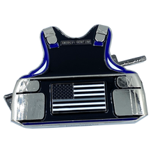 Load image into Gallery viewer, Correctional Officer M4 Body Armor 3D self standing Challenge Coin Corrections Prison Jail Thin Gray Line DL1-04 - www.ChallengeCoinCreations.com