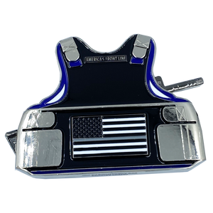 Correctional Officer M4 Body Armor 3D self standing Challenge Coin Corrections Prison Jail Thin Gray Line DL1-04 - www.ChallengeCoinCreations.com
