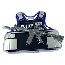 Load image into Gallery viewer, Correctional Officer M4 Body Armor 3D self standing Challenge Coin Corrections Prison Jail Thin Gray Line DL1-04 - www.ChallengeCoinCreations.com