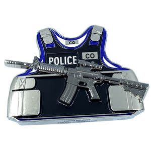 Correctional Officer M4 Body Armor 3D self standing Challenge Coin Corrections Prison Jail Thin Gray Line DL1-04 - www.ChallengeCoinCreations.com