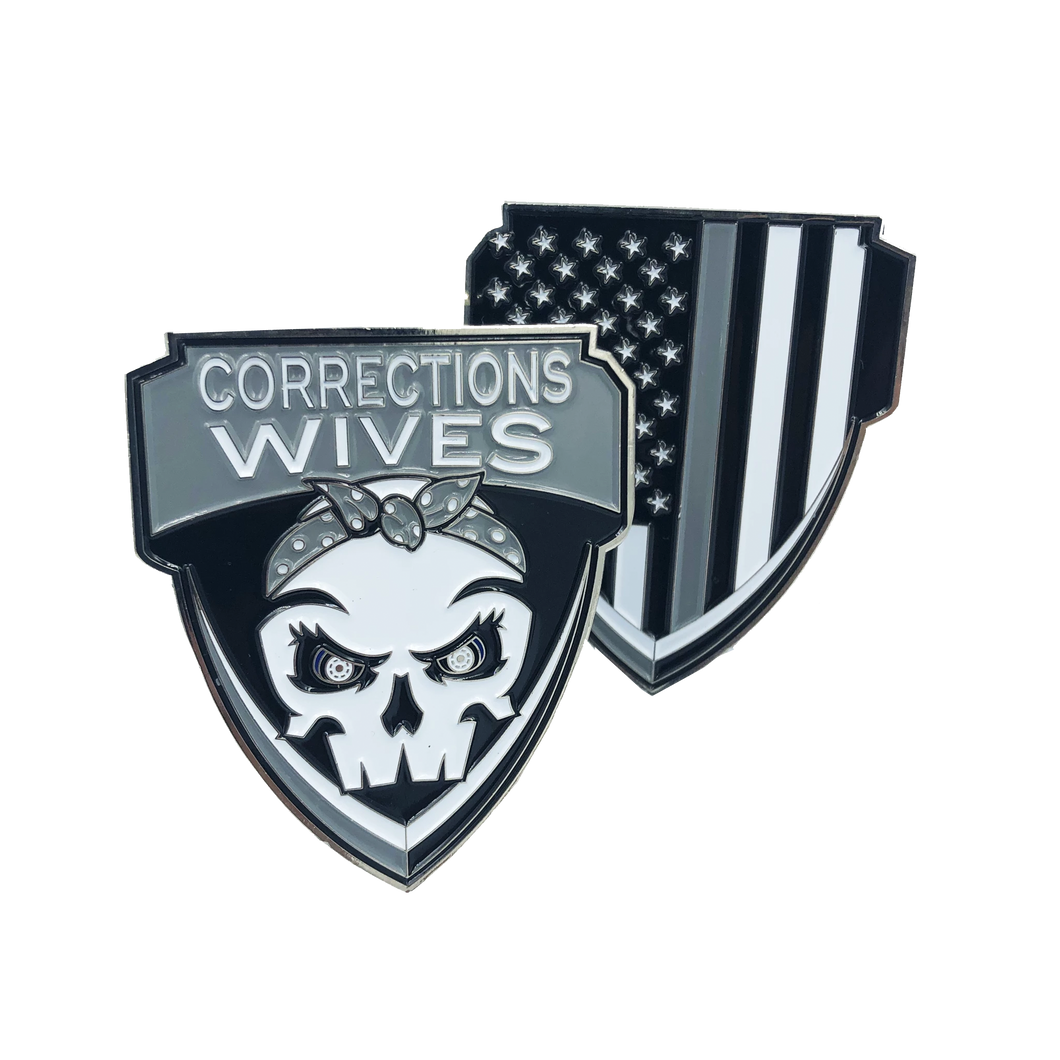 Corrections Wives Challenge Coin Thin Gray Line CO Correctional Officer Prison Jail wife E-008 - www.ChallengeCoinCreations.com