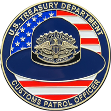 Load image into Gallery viewer, US Customs Inspector and Custom Patrol Officer Campaign Hat Challenge Coin before CBP USCS EL12-002