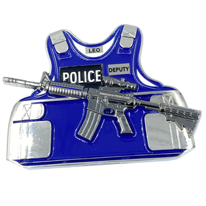 Sheriff Deputy M4 Body Armor 3D self standing Police Department Challenge Coin thin blue line EL5-010 - www.ChallengeCoinCreations.com