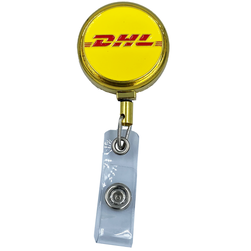 DHL Metal ID Reel retractable Card Holder BL10-011 ID-018 - www.ChallengeCoinCreations.com