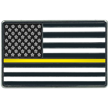 Load image into Gallery viewer, Thin Gold Line Flag Pin 911 Dispatcher Emergency Yellow EL8-015 - www.ChallengeCoinCreations.com