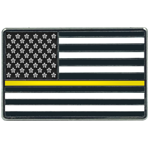 Thin Gold Line Flag Pin 911 Dispatcher Emergency Yellow EL8-015 - www.ChallengeCoinCreations.com