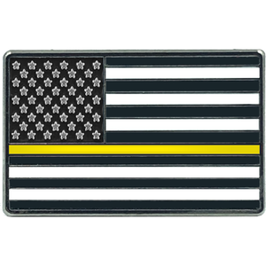 Thin Gold Line Flag Pin 911 Dispatcher Emergency Yellow EL8-015 - www.ChallengeCoinCreations.com
