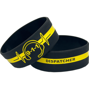 911 Headset Hero Thin Gold Line Silicon Bracelet (YELLOW) Dispatcher Emergency DL13-015 SBLT-01