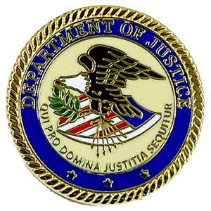 DOJ Pin with deluxe spring loaded clasp Department of Justice Dept. CL-010 - www.ChallengeCoinCreations.com