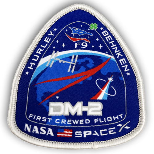 SpaceX Nasa DM-2 First Crewed Flight Mission Patch rare version with Shamrock F9 EL2-011 - www.ChallengeCoinCreations.com