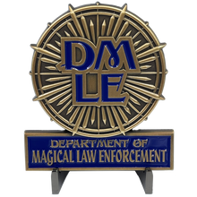 Load image into Gallery viewer, DMLE Ulick Gamp Police Department of Magical Law Enforcement Full Size Shield with hinged pin back BL3-011 - www.ChallengeCoinCreations.com