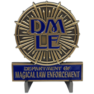 DMLE Ulick Gamp Police Department of Magical Law Enforcement Full Size Shield with hinged pin back BL3-011 - www.ChallengeCoinCreations.com