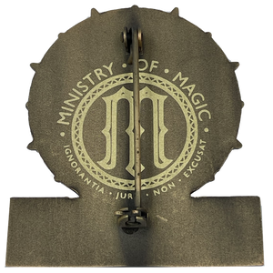 DMLE Ulick Gamp Police Department of Magical Law Enforcement Full Size Shield with hinged pin back BL3-011 - www.ChallengeCoinCreations.com