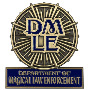 DMLE Ulick Gamp Police Department of Magical Law Enforcement Full Size Shield with hinged pin back BL3-011 - www.ChallengeCoinCreations.com