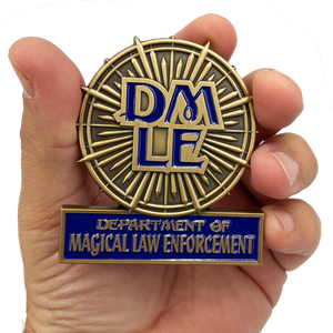 DMLE Ulick Gamp Police Department of Magical Law Enforcement Full Size Shield with hinged pin back BL3-011 - www.ChallengeCoinCreations.com