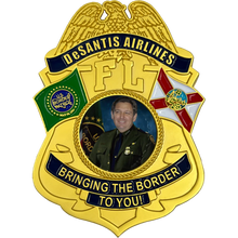 Load image into Gallery viewer, Florida Governor Ron DeSantis Airlines Border Patrol Challenge Coin EL9-002A
