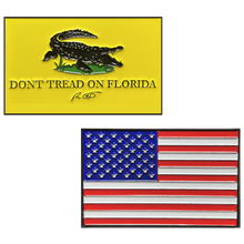 Load image into Gallery viewer, Florida Governor Ron DeSantis inspired Don&#39;t Tread on Florida 2nd Amendment Flag Challenge Coin GL1-003 - www.ChallengeCoinCreations.com