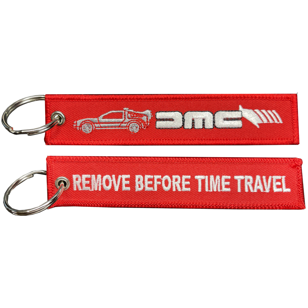 Remove Before Time Travel Keychain or Luggage Tag or zipper pull Back to the Future BL5-008 LKC-18 - www.ChallengeCoinCreations.com