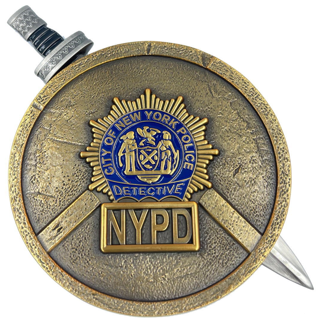 NYPD New York City Police Department Detective Shield with removable Sword Challenge Coin Set BL4-008 - www.ChallengeCoinCreations.com
