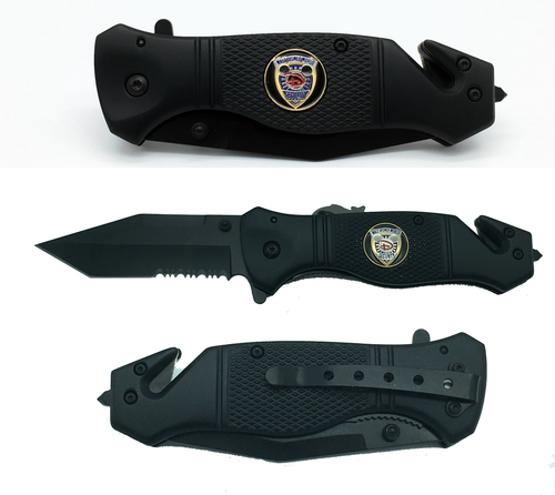 Disney Security Inspired Tactical Rescue Knife Seatbelt Cutter, Steel Serrated Blade, Glass Breaker 13-K - www.ChallengeCoinCreations.com