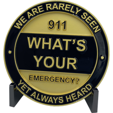 Load image into Gallery viewer, World&#39;s Biggest 911 Emergency Dispatcher Challenge Coin Thin Gold Line The First Voice Your Hear EL4-015 - www.ChallengeCoinCreations.com