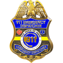 Load image into Gallery viewer, 911 Emergency Dispatcher Fire Police EMT thin gold line Pin not a Challenge Coin CL10-04