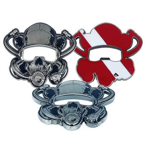 SCUBA Diver Bottle Opener Challenge Coin Dive Flag Bl14-002 - www.ChallengeCoinCreations.com
