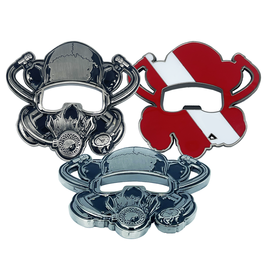 SCUBA Diver Bottle Opener Challenge Coin Dive Flag Bl14-002 - www.ChallengeCoinCreations.com