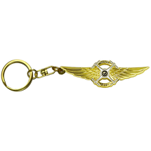 Load image into Gallery viewer, Full size UAS FAA Commercial Drone Pilot Wings keychain with 1 inch keyring on swivel attachment EL3-005 KC-035A