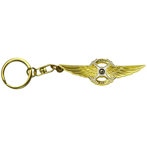 Full size UAS FAA Commercial Drone Pilot Wings keychain with 1 inch keyring on swivel attachment EL3-005 KC-035A