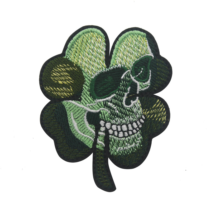 St Patricks Iriish Skull Four Leaf Clover Embroidered Hook and Loop Morale Patch FREE USA SHIPPING SHIPS FROM USA PAT-506