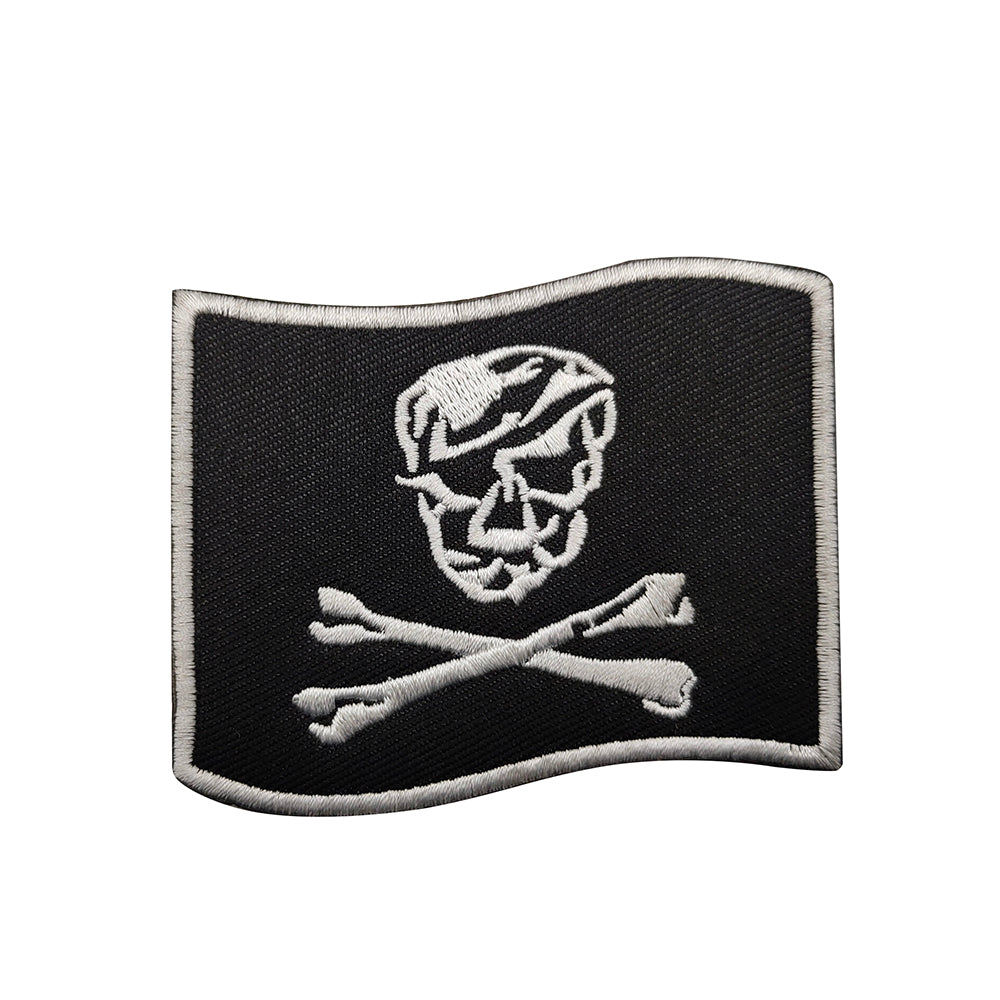 Waving Pirate Skull an Crossbones Flag Davy Jones Hook and Loop Morale Patch FREE USA SHIPPING SHIPS FROM USA PAT-606
