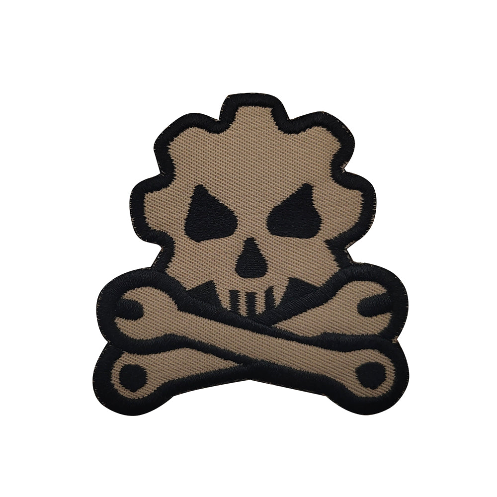 Parody Skull and Crossbones Mechanic  Embroidered Hook and Loop Morale Patch FREE USA SHIPPING SHIPS FREE IN USA Pat-447