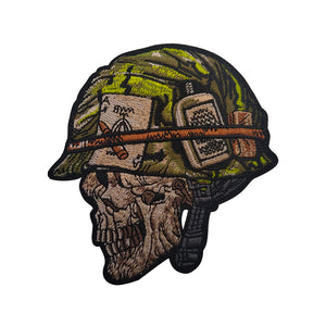 Classic Soldier Skull In Helmet Hook and Loop Morale Patch FREE USA SHIPPING SHIPS FROM USA PAT-610