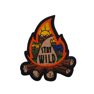 Camp Fire Camping Stay Wild Outdoors Hiking Outdoors Embroidered Hook and Loop Tactical Morale Patch FREE USA SHIPPING SHIPS FREE FROM USA PAT-665