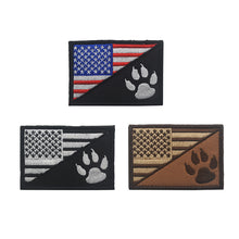 Load image into Gallery viewer, K9 Canine Paw USA FLAG Embroidered Hook and Loop Morale Patch Army Navy USMC Air Force LEO FREE USA SHIPPING SHIPS FROM USA PAT-479