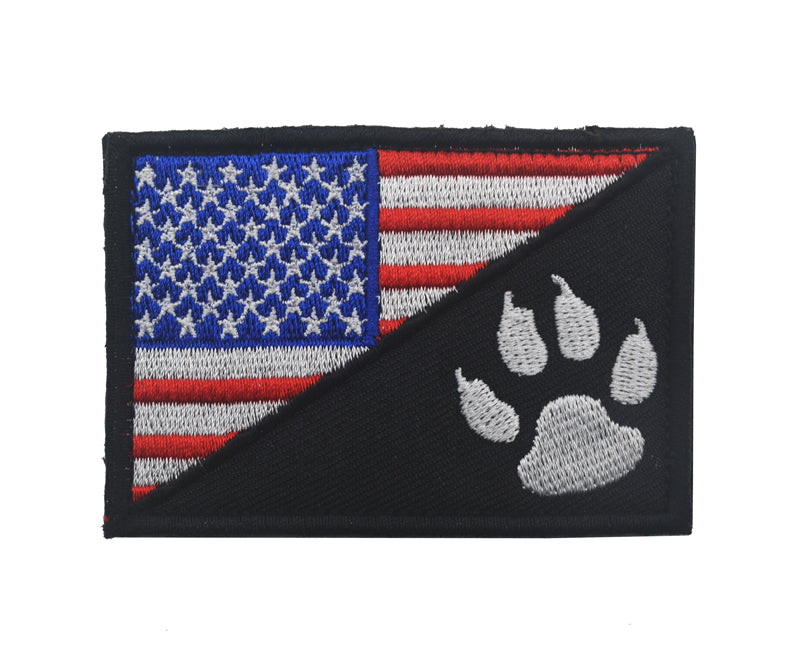 K9 Canine Paw USA FLAG Embroidered Hook and Loop Morale Patch Army Navy USMC Air Force LEO FREE USA SHIPPING SHIPS FROM USA PAT-479