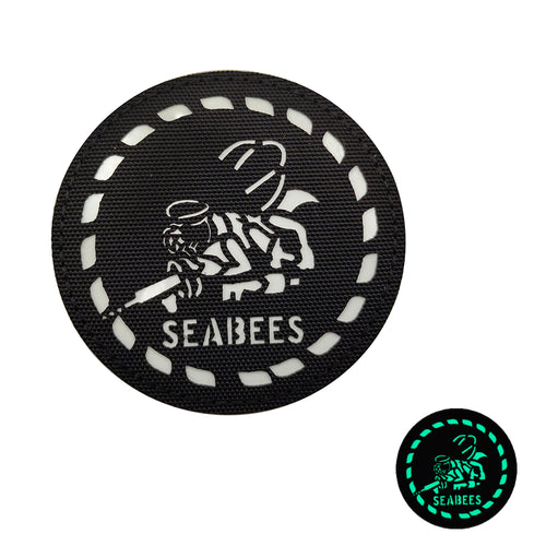 US Navy United States Navy SeaBees Sea Bee GLOW in the dark Embroidered Tactical Morale Patch FREE USA SHIPPING SHIPS FROM USA V01018 PAT-718