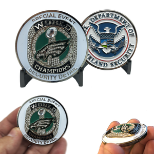 Philadelphia Eagles Super Bowl Ring with Crystal stones Homeland Challenge Coin Security detail BL7-014 - www.ChallengeCoinCreations.com