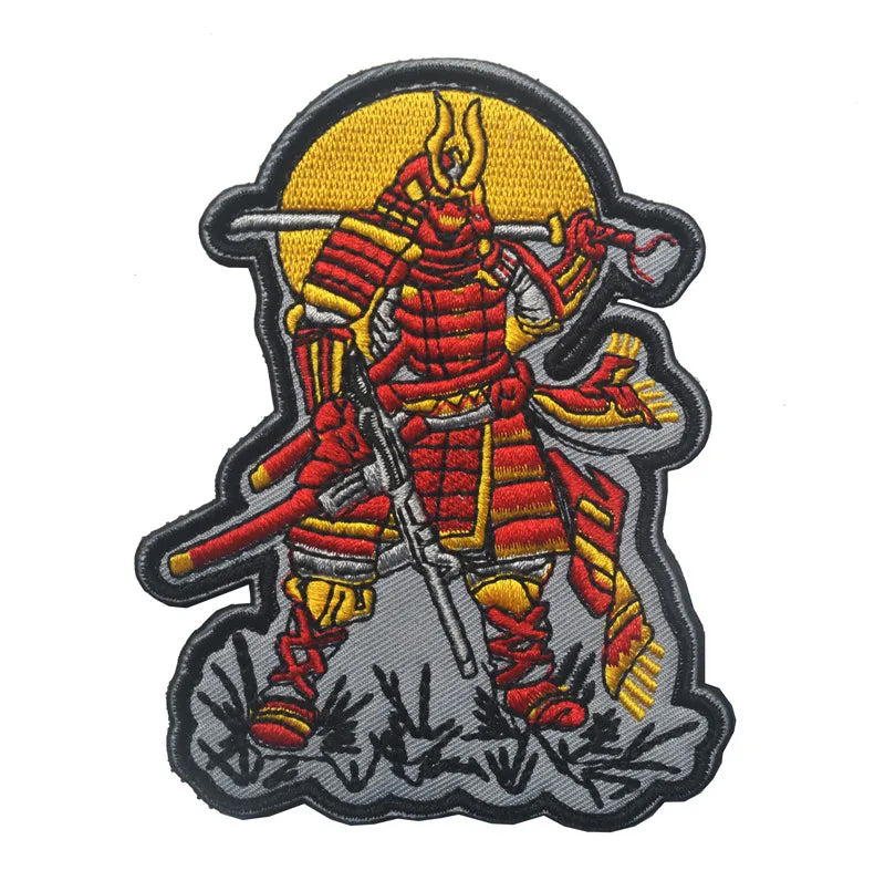 Samurai Warrior with Rifle Gun Tactical Embroidered Hook and Loop Morale Patch FREE USA SHIPPING SHIPS FREE FROM USA PAT-680