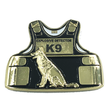 Load image into Gallery viewer, Explosives Detector K9 Body Armor Challenge Coin F-001 - www.ChallengeCoinCreations.com