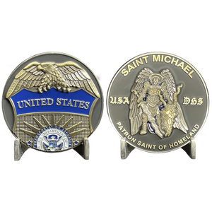 FAM Federal Air Marshal Agent Saint Michael Patron Saint Challenge Coin EL7-04 - www.ChallengeCoinCreations.com