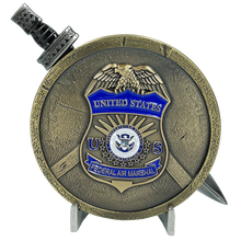 Load image into Gallery viewer, FAM Federal Agent Air Marshal Shield with removable Sword Challenge Coin Set EL2-018 - www.ChallengeCoinCreations.com