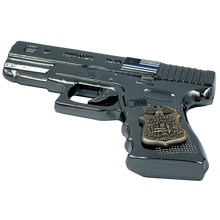 Load image into Gallery viewer, FBI inspired large 3 inch GLOCK Challenge Coin Medallion dual plated with black nickel and antique gold BL4-016 - www.ChallengeCoinCreations.com