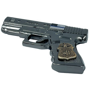 FBI inspired large 3 inch GLOCK Challenge Coin Medallion dual plated with black nickel and antique gold BL4-016 - www.ChallengeCoinCreations.com