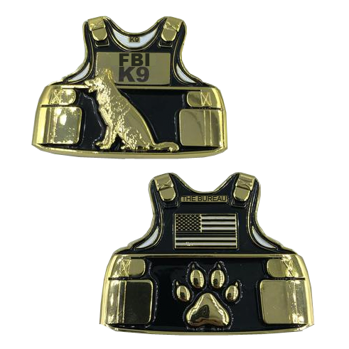FBI K9 Body Armor Challenge Coin THE BUREAU Special Agent Police L-03 - www.ChallengeCoinCreations.com