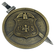 Load image into Gallery viewer, FBI Special Agent intel Analyst Shield with removable Sword Challenge Coin Set Federal Bureau of Investigations EL10-004 - www.ChallengeCoinCreations.com