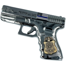 Load image into Gallery viewer, FBI inspired large 3 inch GLOCK Challenge Coin Medallion dual plated with black nickel and antique gold BL4-016 - www.ChallengeCoinCreations.com