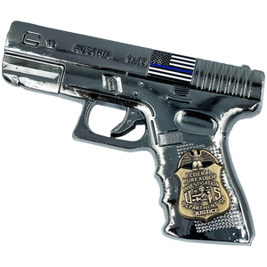 FBI inspired large 3 inch GLOCK Challenge Coin Medallion dual plated with black nickel and antique gold BL4-016 - www.ChallengeCoinCreations.com
